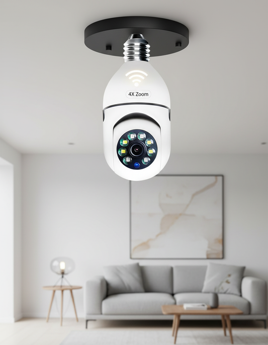 WiFi CAMERA 1080P Bulb 4X Zoom Camera E27 Home 5GWiFi Alarm Monitor